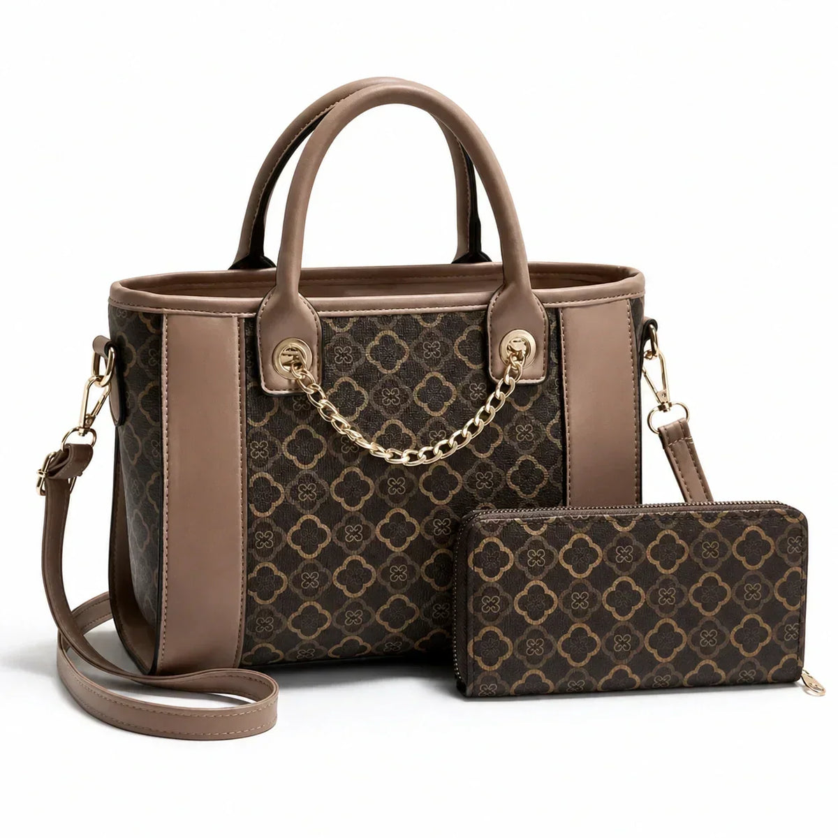 Printed Leather Tote Bag Set - Beatrix