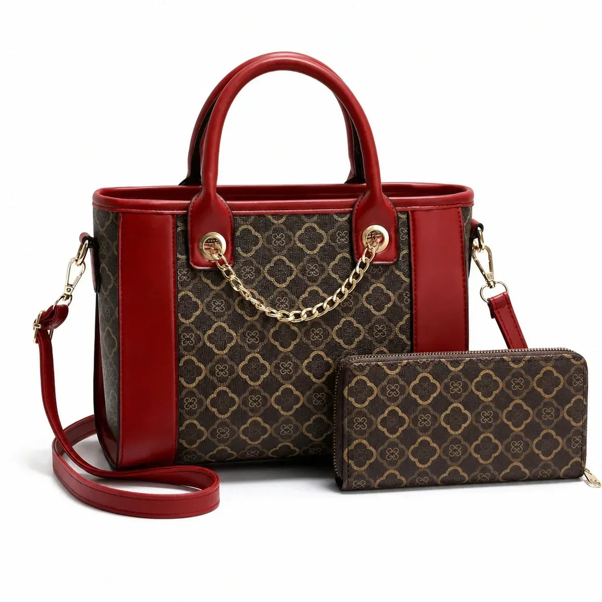 Printed Leather Tote Bag Set - Beatrix