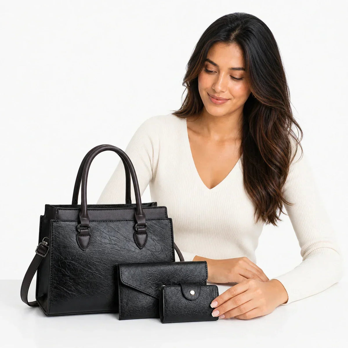 Leather Crossbody Set - Saskia