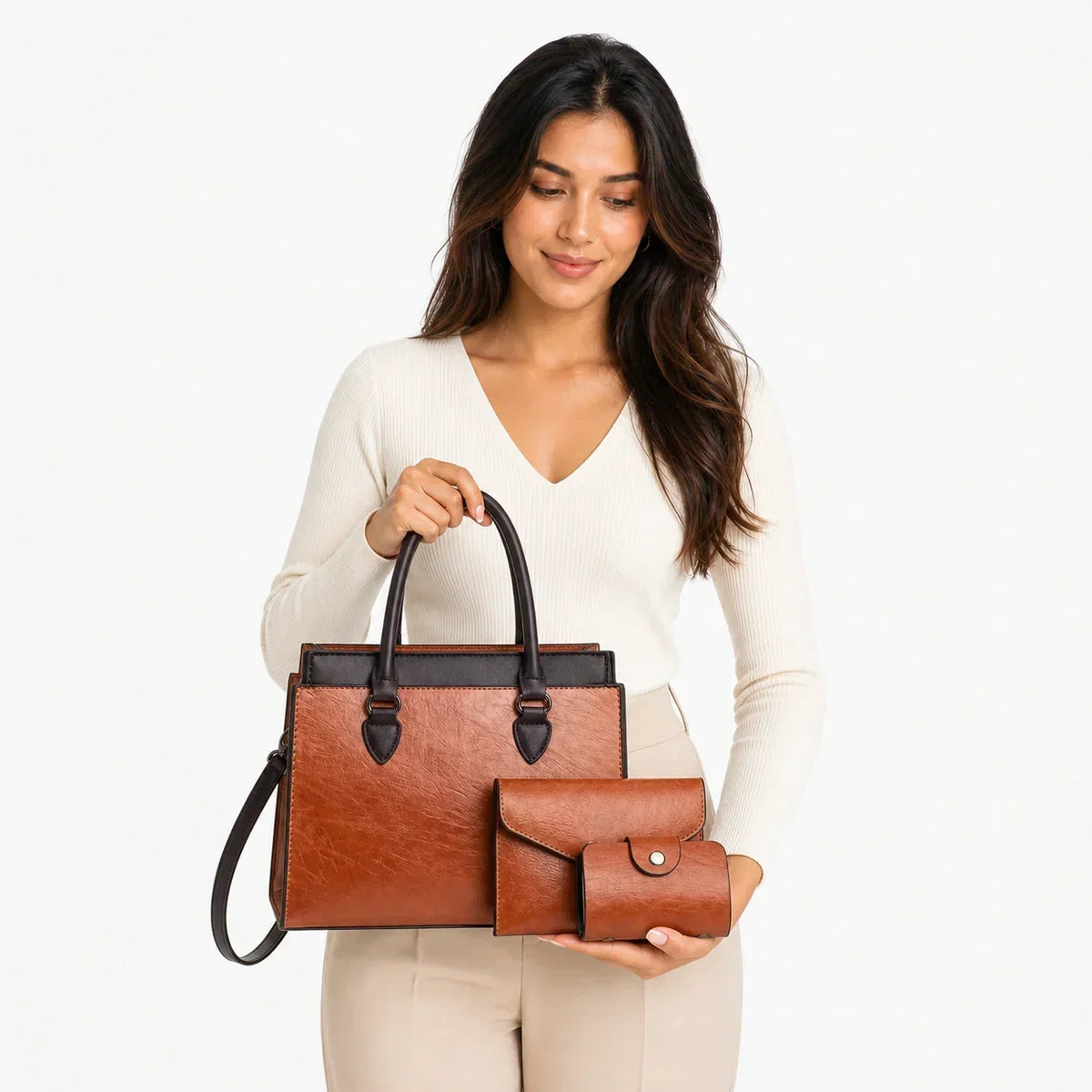 Leather Crossbody Set - Saskia