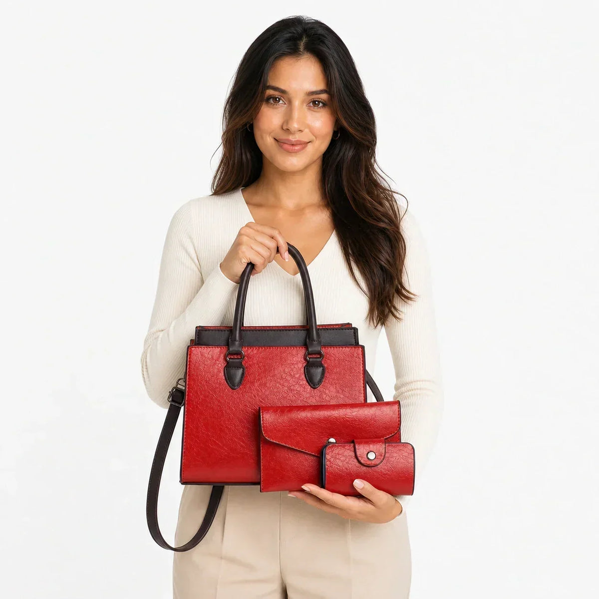 Leather Crossbody Set - Saskia