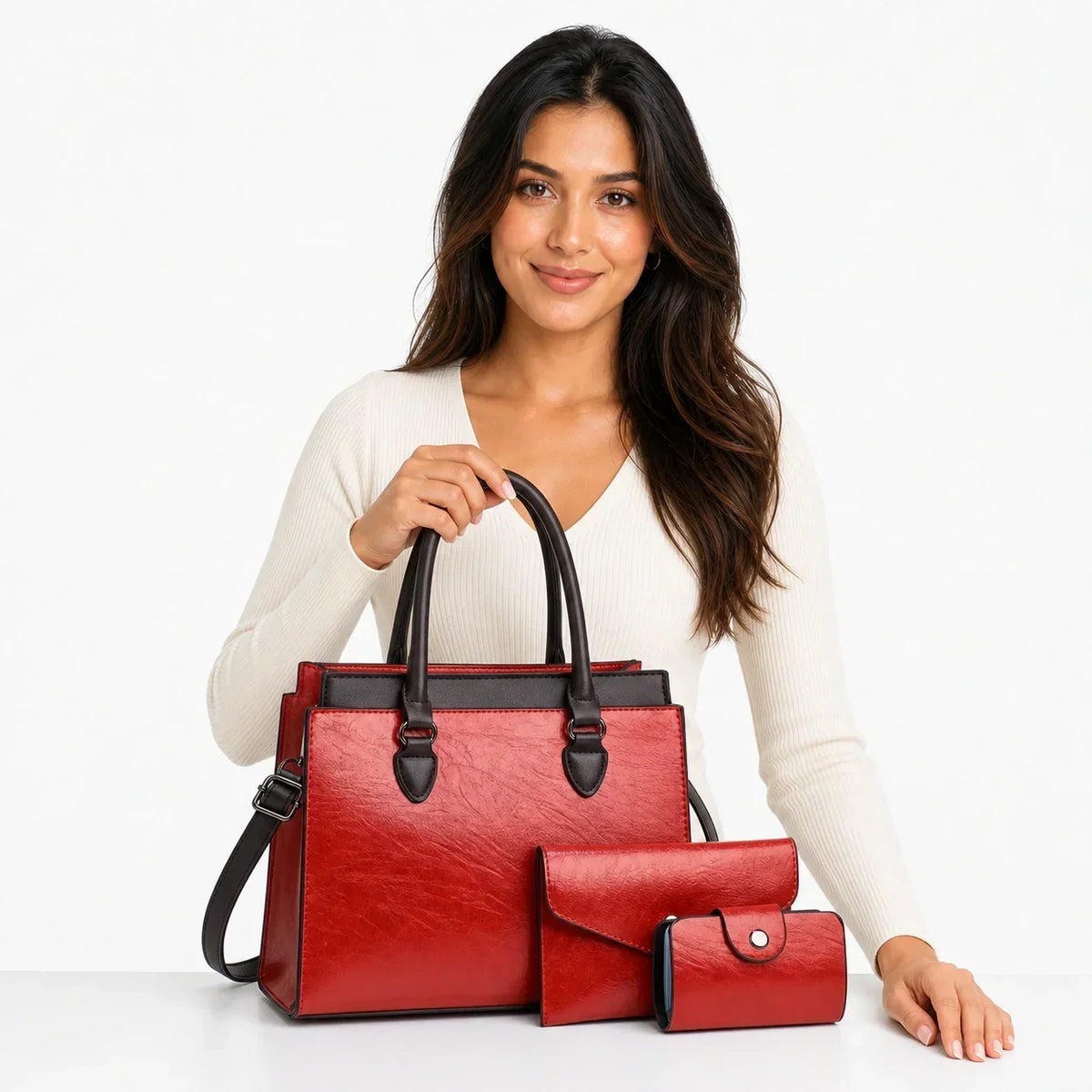 Leather Crossbody Set - Saskia