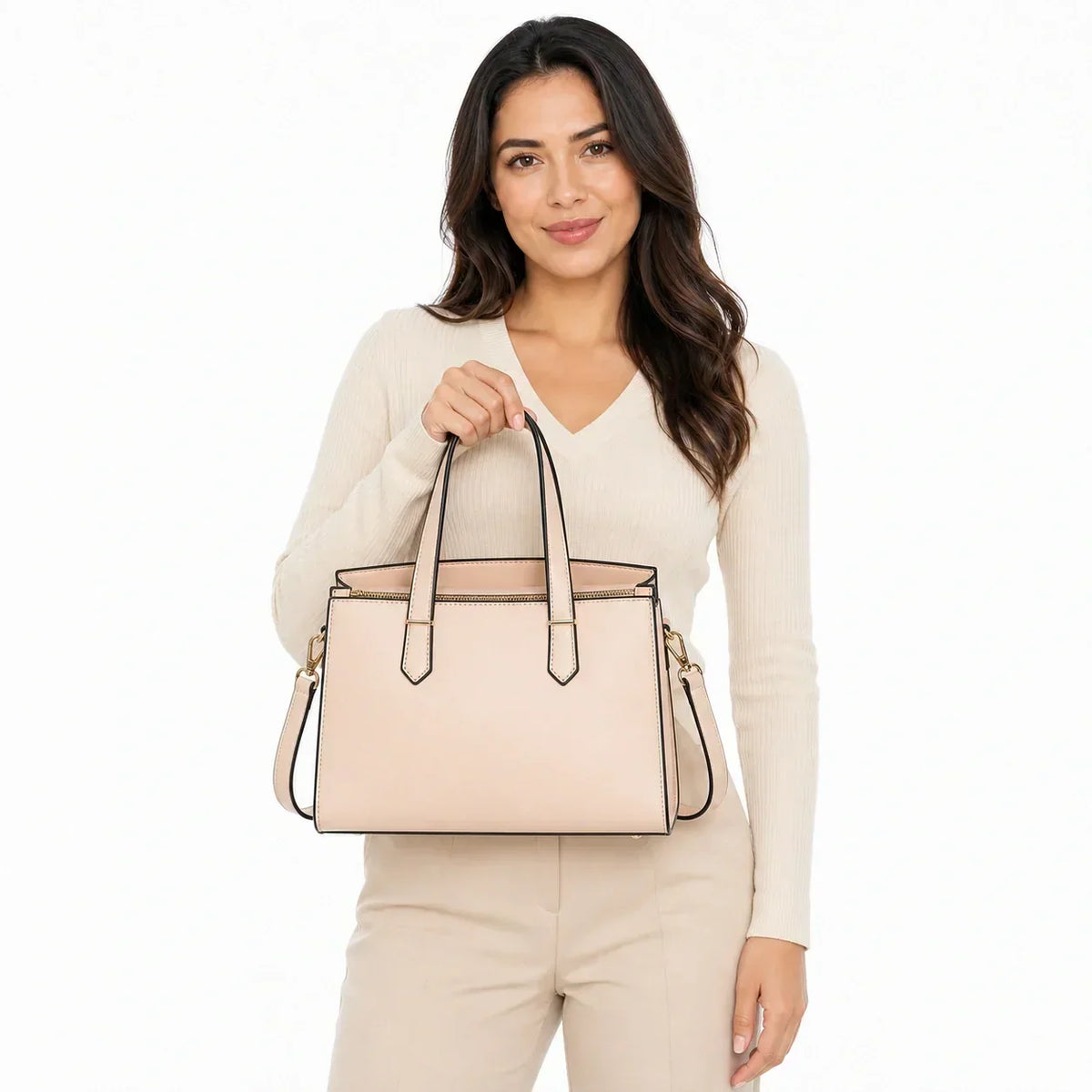 Crocodile Embossed Leather Tote Set - LURA