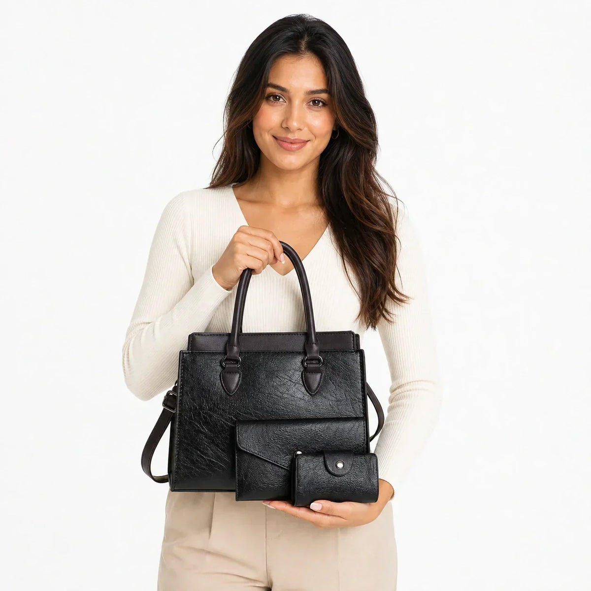Leather Crossbody Set - Saskia